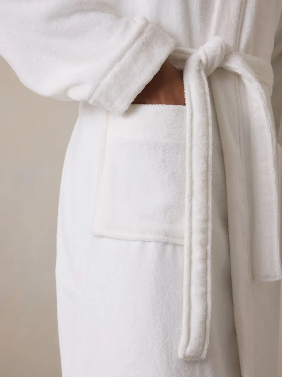 Loungewear|Kamerjassen En Badjassen*Next Wit - Katoenen kamerjas van badstof