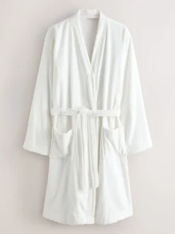 Loungewear|Kamerjassen En Badjassen*Next Wit - Katoenen kamerjas van badstof