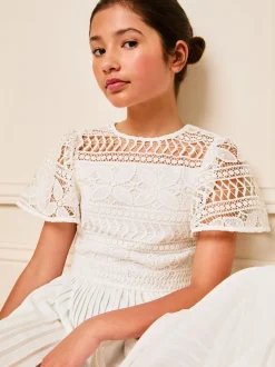 Jumpsuits En Playsuits*Lipsy - geplooide gelegenheids-jumpsuit met fladdermouwen (5-16jr) Wit
