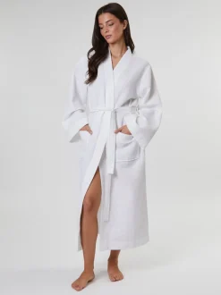 Badjassen|Loungeable - Waffle 100% Cotton Robe Wit