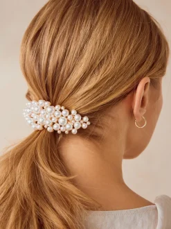 Mutsen, Handschoenen En Sjaals|Sieraden|Next Wit - Metalen barretteclip met pareleffect