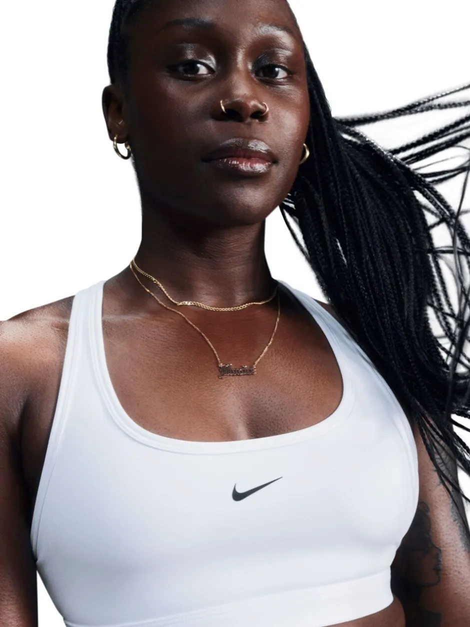 Beha's|Sportkleding|Nike - Swoosh sportbeha met lichte ondersteuning Wit