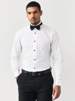 Shirts|Next Wit - Normale Pasvorm - Double Cuff Regular Fit Shirt And Bow Tie Pack