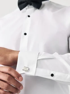 Shirts|Next Wit - Normale Pasvorm - Double Cuff Regular Fit Shirt And Bow Tie Pack
