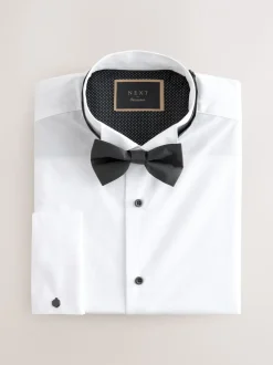 Shirts|Next Wit - Normale Pasvorm - Double Cuff Regular Fit Shirt And Bow Tie Pack