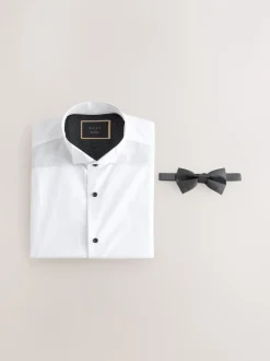 Shirts|Next Wit - Normale Pasvorm - Double Cuff Regular Fit Shirt And Bow Tie Pack