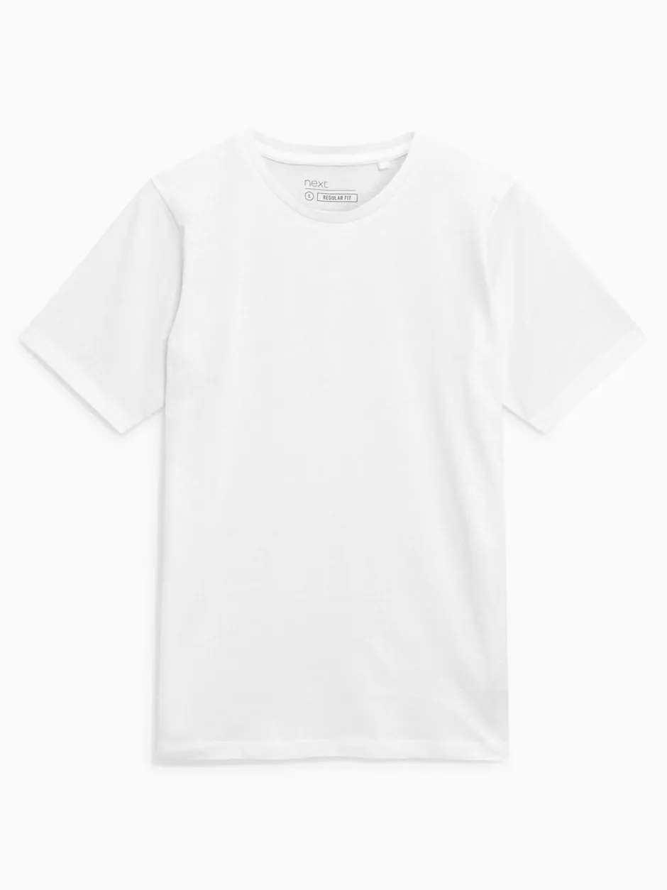 T-Shirts En Hemden*Next Wit - Normale Pasvorm - Essentieel katoenen T-shirt met ronde hals