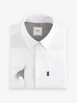 Formele Overhemden|Shirts|Next Wit - Normale Pasvorm - Gemakkelijk te strijken Oxford overhemd met doorlopende knopen