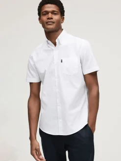 Shirts*Next Wit - Normale Pasvorm - Gemakkelijk te strijken Oxford overhemd met korte mouwen en knopen