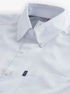 Shirts*Next Wit - Normale Pasvorm - Gemakkelijk te strijken Oxford overhemd met korte mouwen en knopen