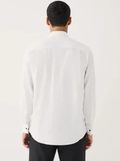 Formele Overhemden|Shirts|Next Wit - Normale Pasvorm - Occasion Pleated Bib Double Cuff Dress Shirt