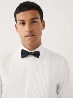 Formele Overhemden|Shirts|Next Wit - Normale Pasvorm - Occasion Pleated Bib Double Cuff Dress Shirt