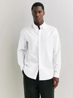 Formele Overhemden|Shirts*Next Wit - Normale Pasvorm - Oxford-hemd met lange mouwen