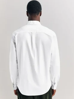 Formele Overhemden|Shirts*Next Wit - Normale Pasvorm - Oxford-hemd met lange mouwen