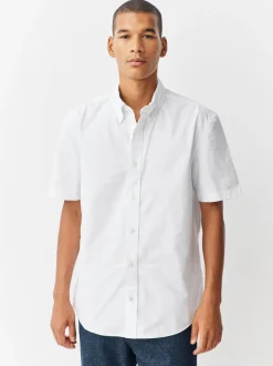 Formele Overhemden|Shirts*Next Wit - Normale Pasvorm - Oxford-overhemd met korte mouwen