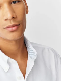 Formele Overhemden|Shirts*Next Wit - Normale Pasvorm - Oxford-overhemd met korte mouwen