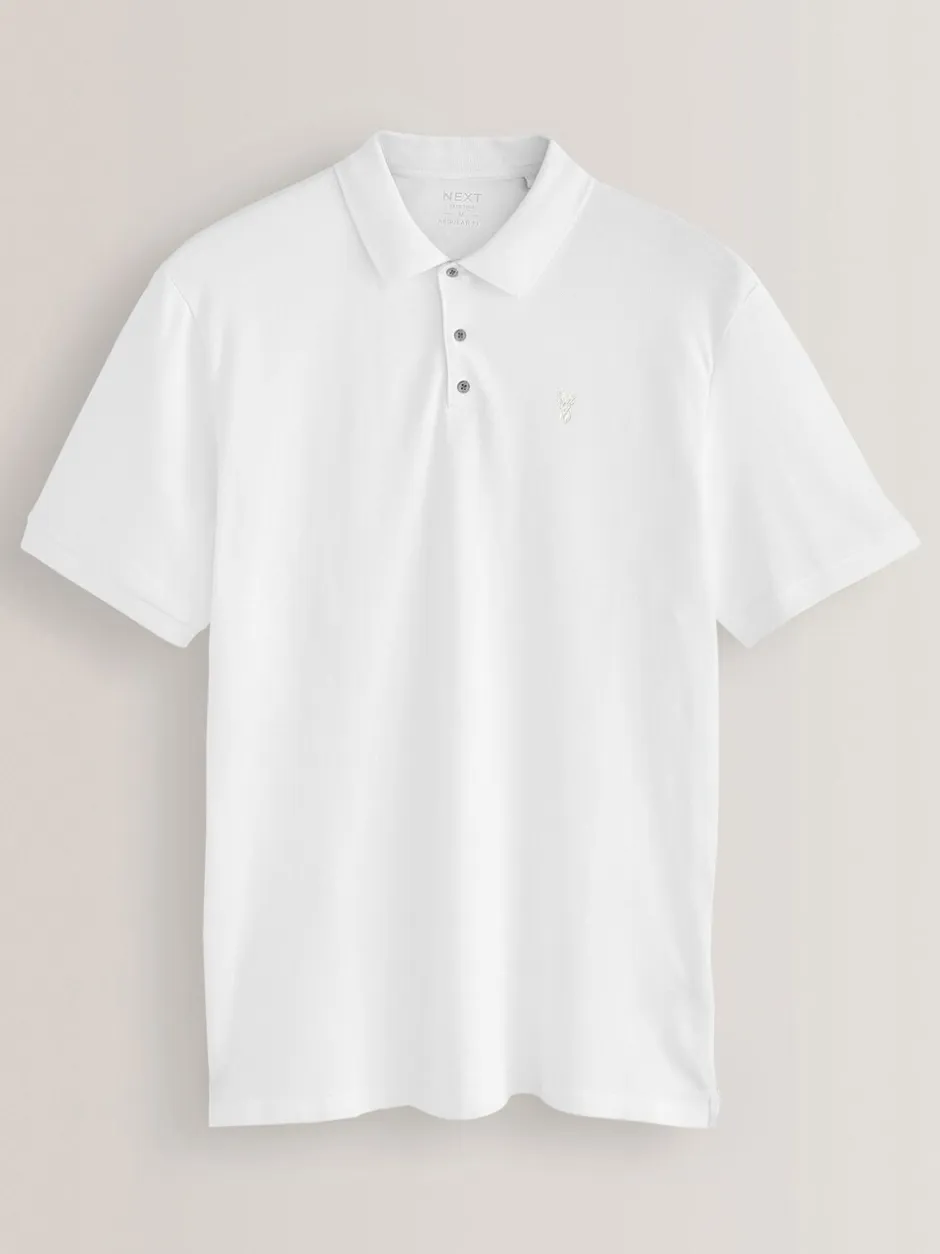 Poloshirts|T-Shirts En Hemden|Next Wit - Normale Pasvorm - Piqué poloshirt met korte mouwen