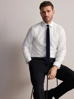 Formele Overhemden|Shirts*Next - Normale Pasvorm - Signature premium 100% katoenen overhemd met textuur Wit