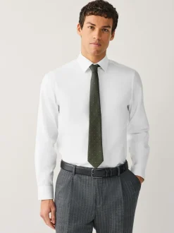 Formele Overhemden|Next Wit - Normale Pasvorm - Signature Textured Long Sleeve Shirt