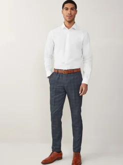 Formele Overhemden|Shirts*Next Wit - Normale Pasvorm - Strijkvrij net overhemd met enkele manchet