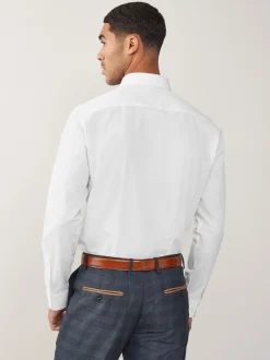 Formele Overhemden|Shirts*Next Wit - Normale Pasvorm - Strijkvrij net overhemd met enkele manchet