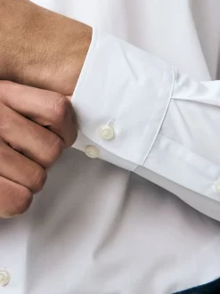 Formele Overhemden*Next - Normale Pasvorm - Strijkvrije slimme overhemden met enkele manchet 3 pak Wit
