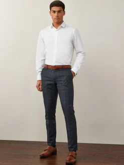 Formele Overhemden|Shirts*Next - Normale Pasvorm - Strijkvrij net overhemd met dubbele manchet Wit