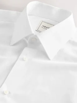 Formele Overhemden|Shirts*Next - Normale Pasvorm - Strijkvrij net overhemd met dubbele manchet Wit
