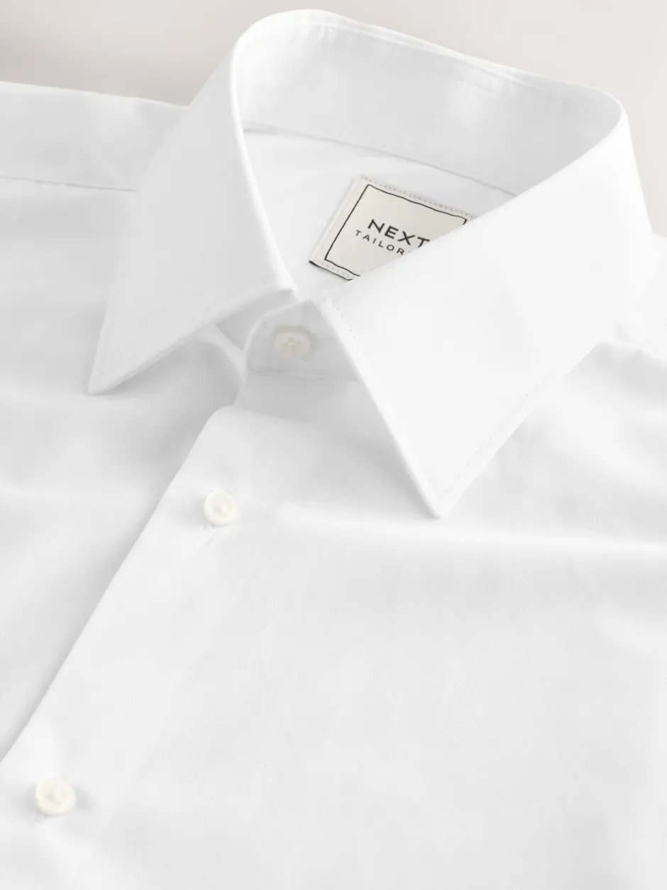 Formele Overhemden|Shirts*Next - Normale Pasvorm - Strijkvrij net overhemd met dubbele manchet Wit