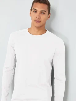 T-Shirts En Hemden*Next Wit - Normale Pasvorm - T-shirt met lange mouwen en ronde hals