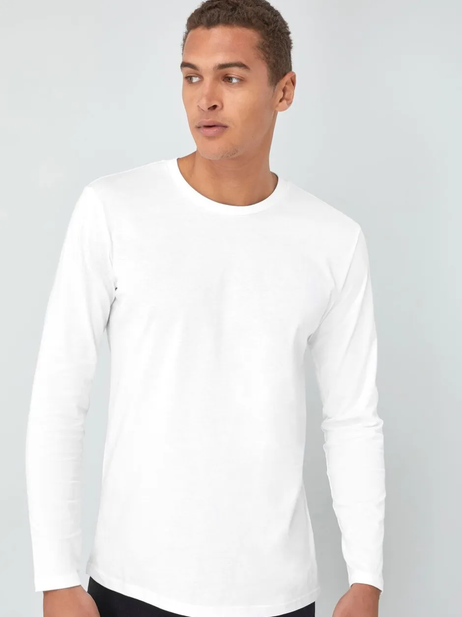 T-Shirts En Hemden*Next Wit - Normale Pasvorm - T-shirt met lange mouwen en ronde hals