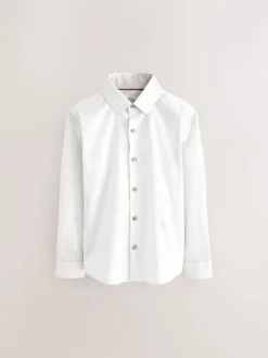 Schoolkleding|Shirts*Next Wit - Overhemd met contrasterende afwerking en lange mouwen (3 - 16 jr)