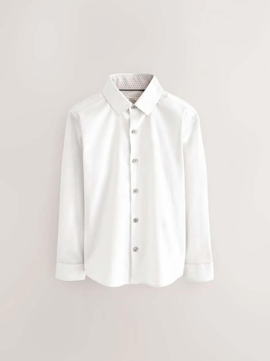 Schoolkleding|Shirts*Next Wit - Overhemd met contrasterende afwerking en lange mouwen (3 - 16 jr)