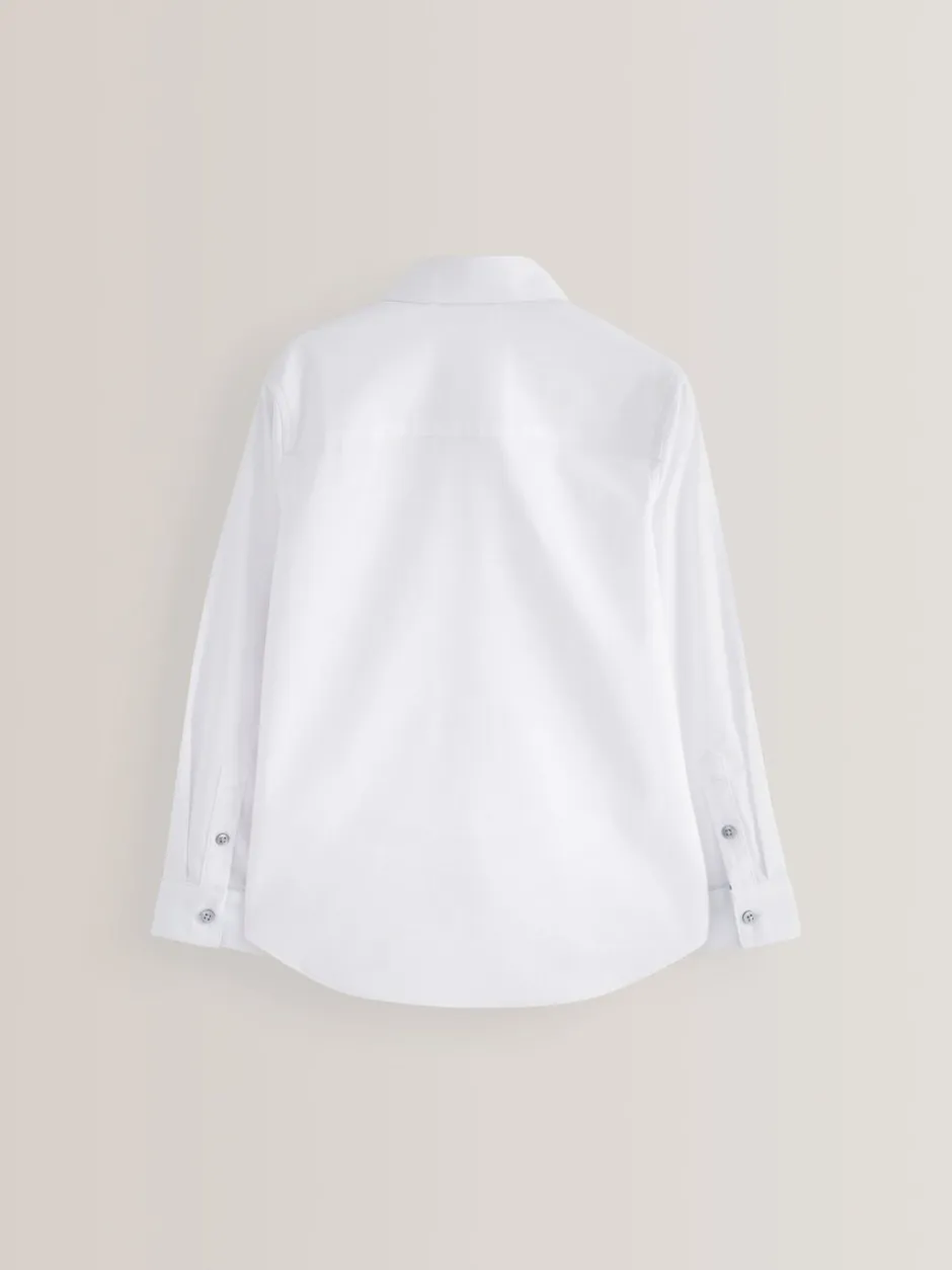 Schoolkleding|Shirts*Next Wit - Overhemd met contrasterende afwerking en lange mouwen (3 - 16 jr)
