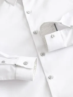 Schoolkleding|Shirts*Next Wit - Overhemd met contrasterende afwerking en lange mouwen (3 - 16 jr)