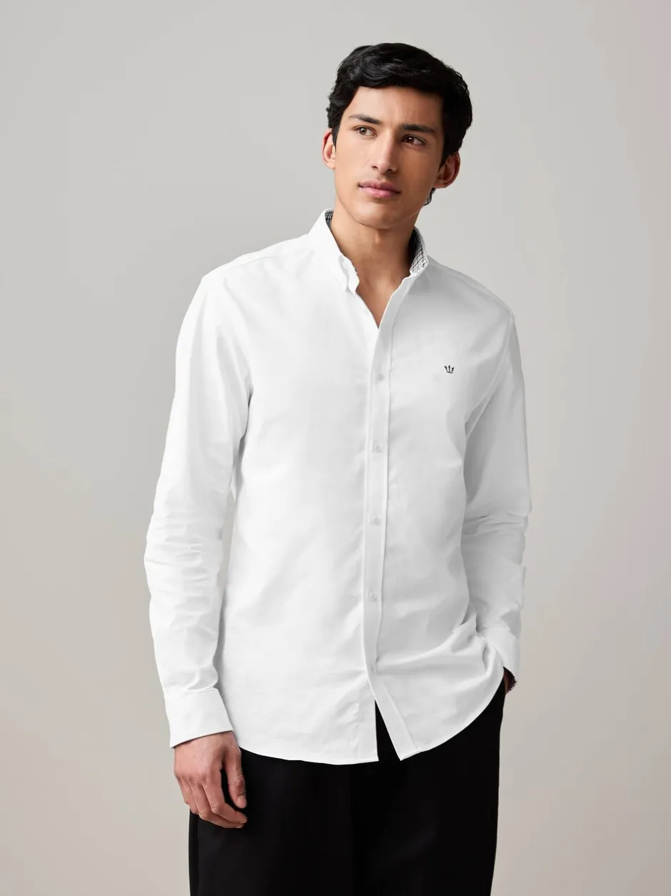 Formele Overhemden|Shirts|Next Wit - Oxford-stretchoverhemd met lange mouwen