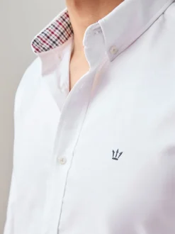 Formele Overhemden|Shirts|Next Wit - Oxford-stretchoverhemd met lange mouwen