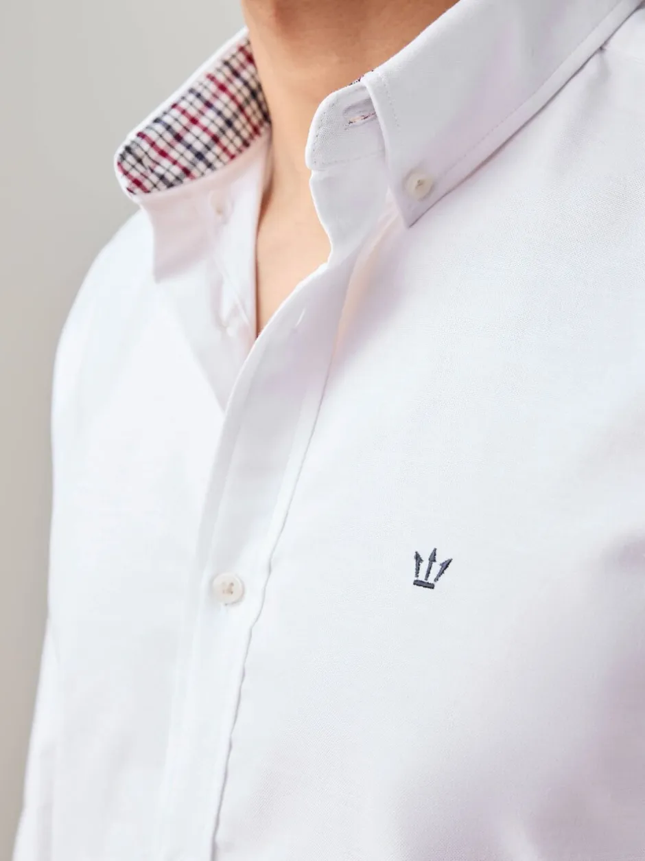 Formele Overhemden|Shirts|Next Wit - Oxford-stretchoverhemd met lange mouwen