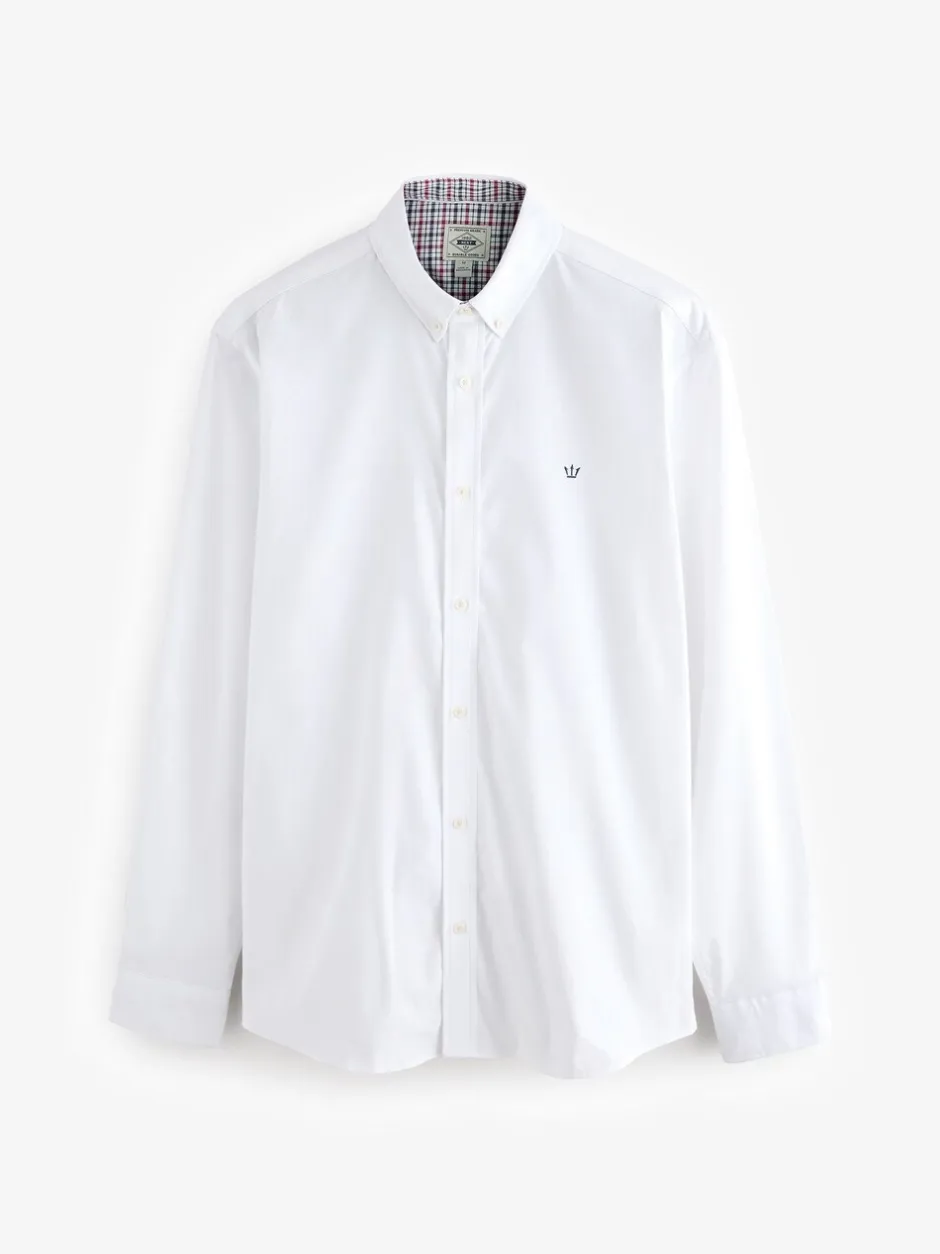 Formele Overhemden|Shirts|Next Wit - Oxford-stretchoverhemd met lange mouwen