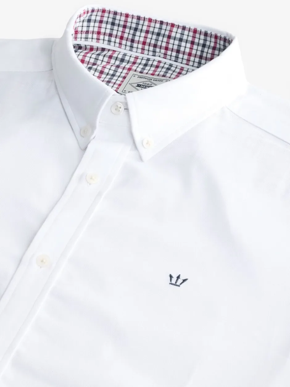 Formele Overhemden|Shirts|Next Wit - Oxford-stretchoverhemd met lange mouwen