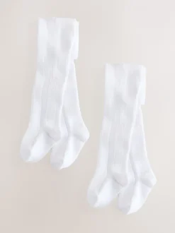 Sokken En Panty's|Gelegenheidskleding*Next Wit - Pelerine Baby Tights 2 Pack (0mths-2yrs)
