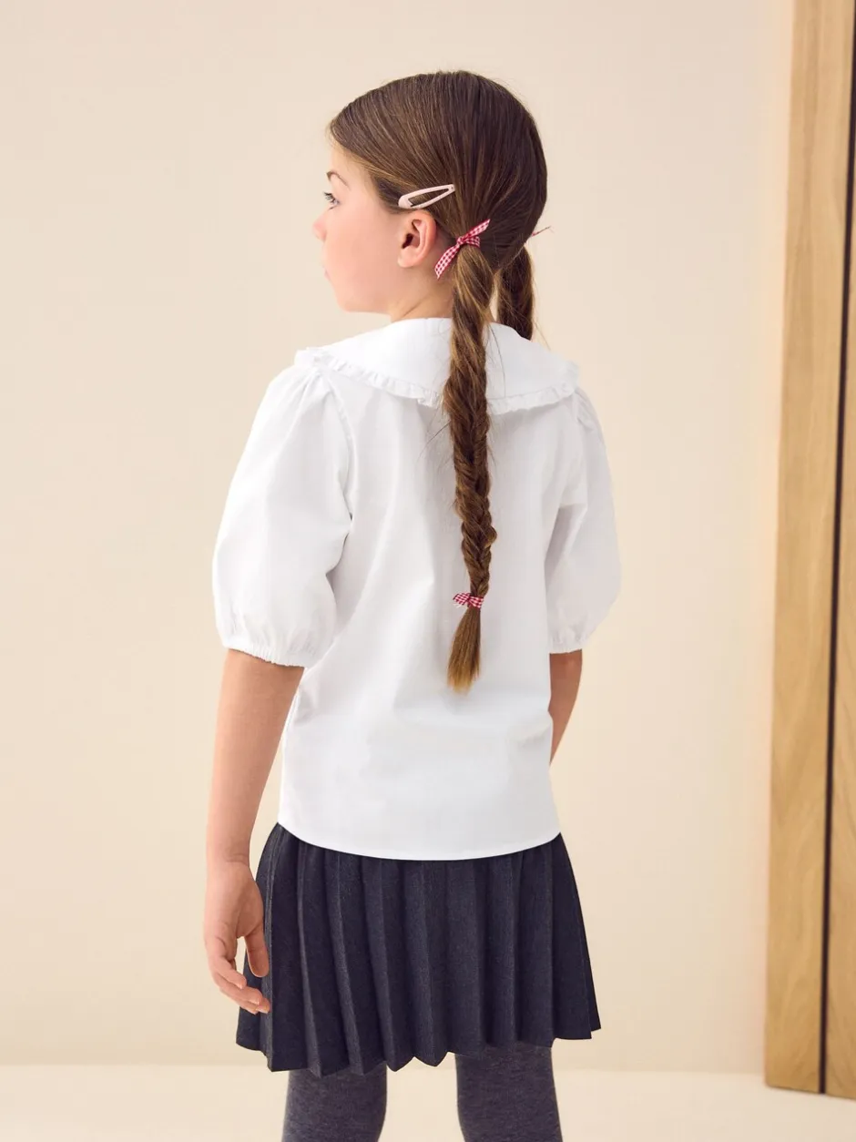 Overhemden En Blouses*Next Wit - Premium schoolblouse met kraag met ruches en hoog aandeel katoen (3-14 jr)