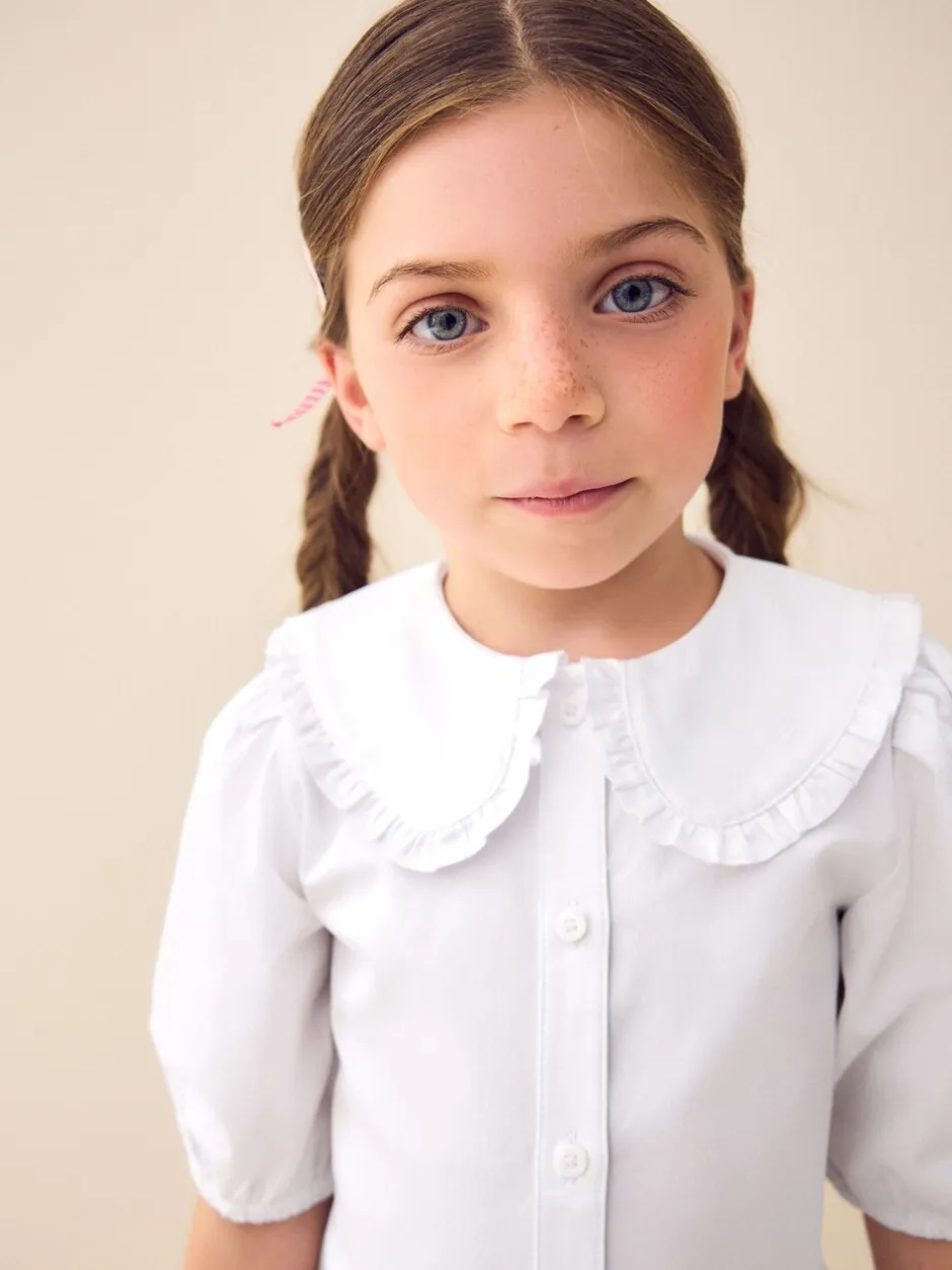Overhemden En Blouses*Next Wit - Premium schoolblouse met kraag met ruches en hoog aandeel katoen (3-14 jr)