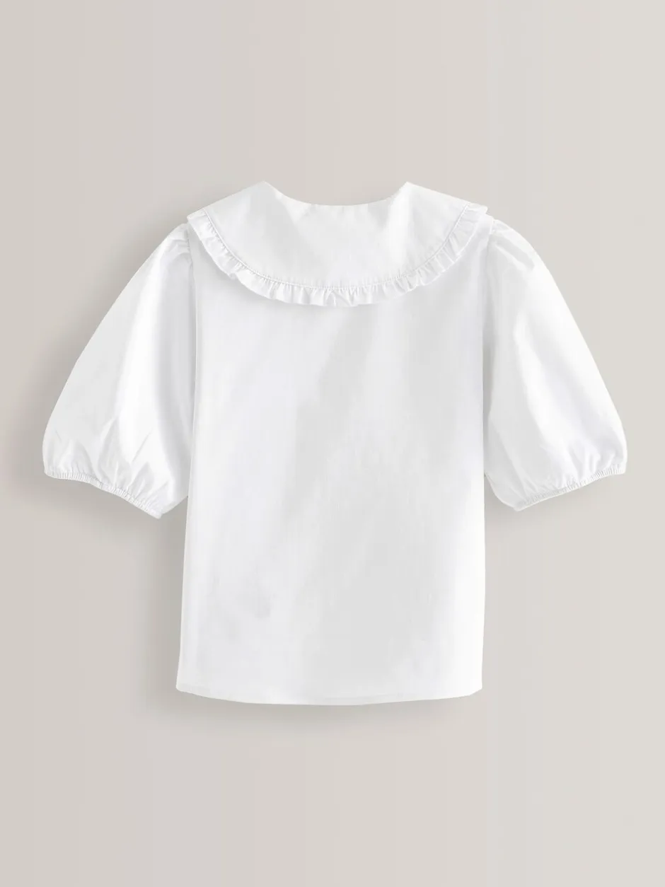 Overhemden En Blouses*Next Wit - Premium schoolblouse met kraag met ruches en hoog aandeel katoen (3-14 jr)