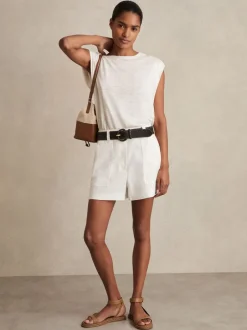 Shorts|Reiss - Ashby Linnen Shorts Wit