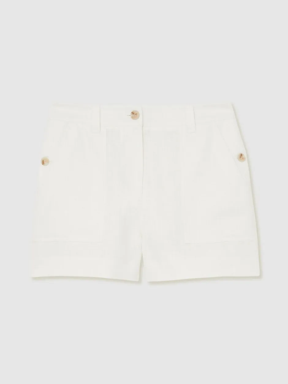 Shorts|Reiss - Ashby Linnen Shorts Wit
