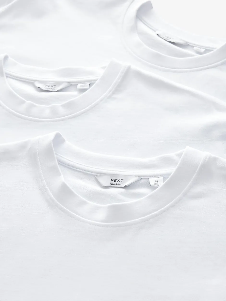 T-Shirts En Hemden|Next Wit - Relaxed fit - Verpakking van 3 T-shirts van zware stof