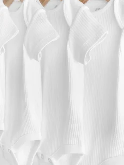 Rompertjes En Hemdjes|Rompertjes En Hemdjes*Next Wit - Rib Short Sleeve Baby Bodysuits 5 Pack