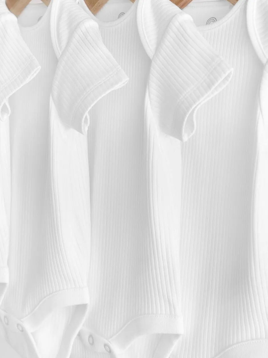 Rompertjes En Hemdjes|Rompertjes En Hemdjes*Next Wit - Rib Short Sleeve Baby Bodysuits 5 Pack