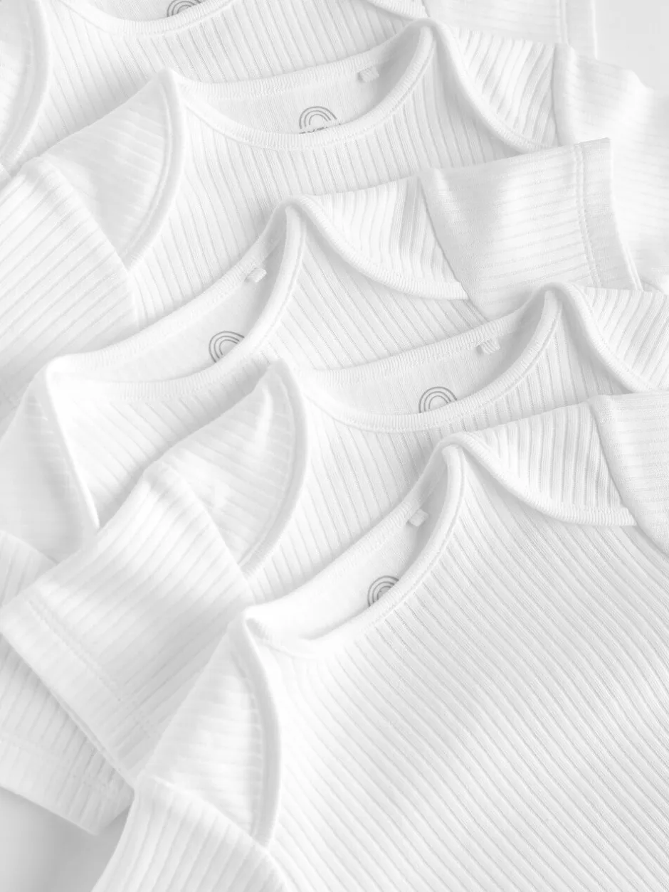 Rompertjes En Hemdjes|Rompertjes En Hemdjes*Next Wit - Rib Short Sleeve Baby Bodysuits 5 Pack